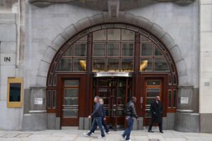 A photo of the front of Goldman Sachs